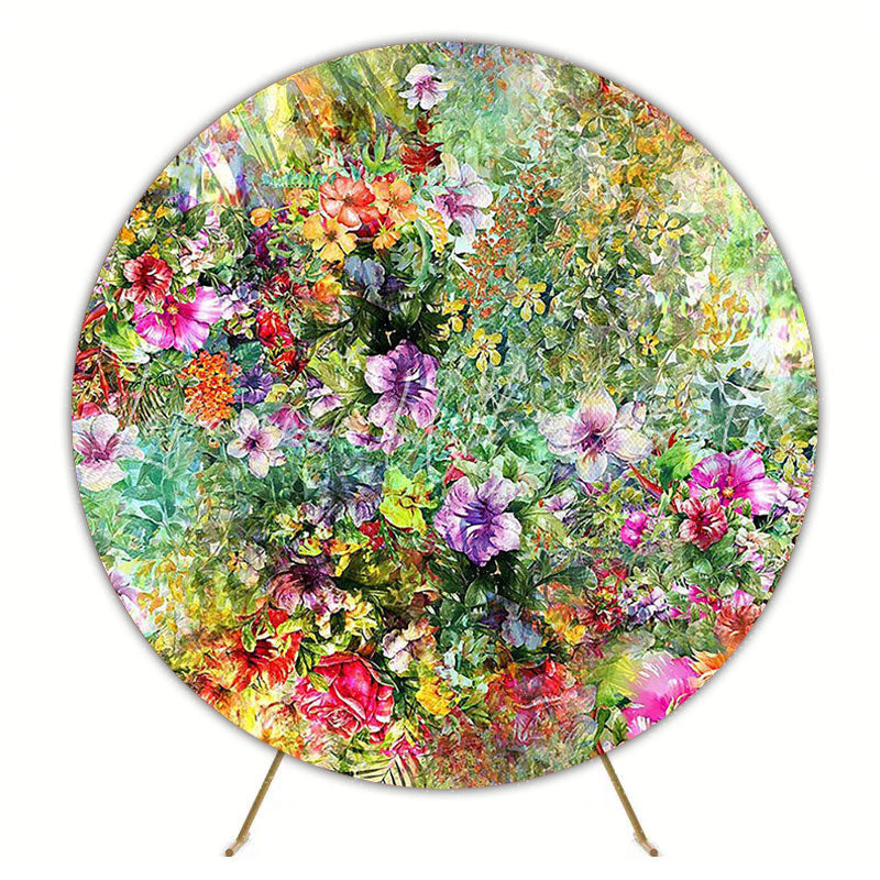 Beautiful Watercolor Flowers Round Backdrop for Soft Elegance