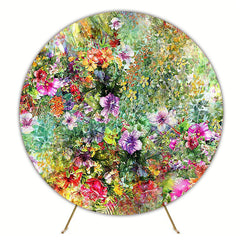 Beautiful Watercolor Flowers Round Backdrop for Soft Elegance
