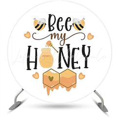 Lofaris Bee My Honey Cute Heart Circle Baby Shower Backdrop