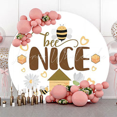 Lofaris Bee Nice Flower Heart Circle Baby Shower Backdrop