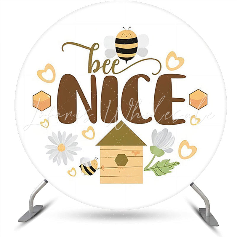 Lofaris Bee Nice Flower Heart Circle Baby Shower Backdrop