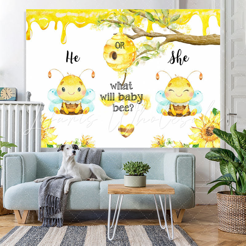 Lofaris Bee Themed Gender Reveal Backdrop Cute Party