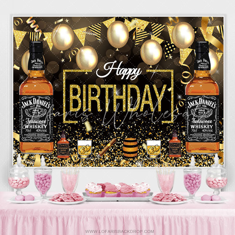 Lofaris Beer With Whiskey Balloon Flags Birthday Backdrop