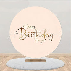 Lofaris Beige And Brown Simple Round Birthday Party Backdrop