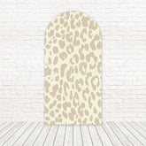 Beige Leopard Animal Print Arch Backdrop For Neutral Jungle Bash
