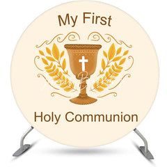 Lofaris Beige My First Holy Communion Grail Baptism Backdrop