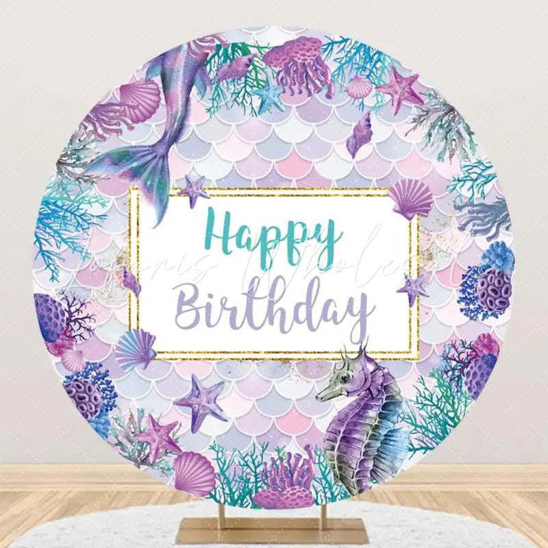 Lofaris Benthos Seahorse Mermaid Round Backdrop For Birthday