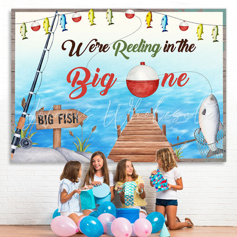 Lofaris Big Fish In The Water Theme Happy 1St Birthday Backdrop