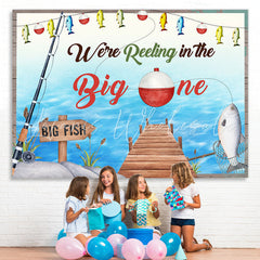 Lofaris Big Fish In The Water Theme Happy 1St Birthday Backdrop