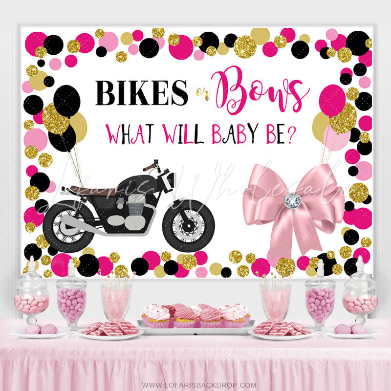 Lofaris Bikes Or Bows Glitter Backdrop For Baby Shower Party