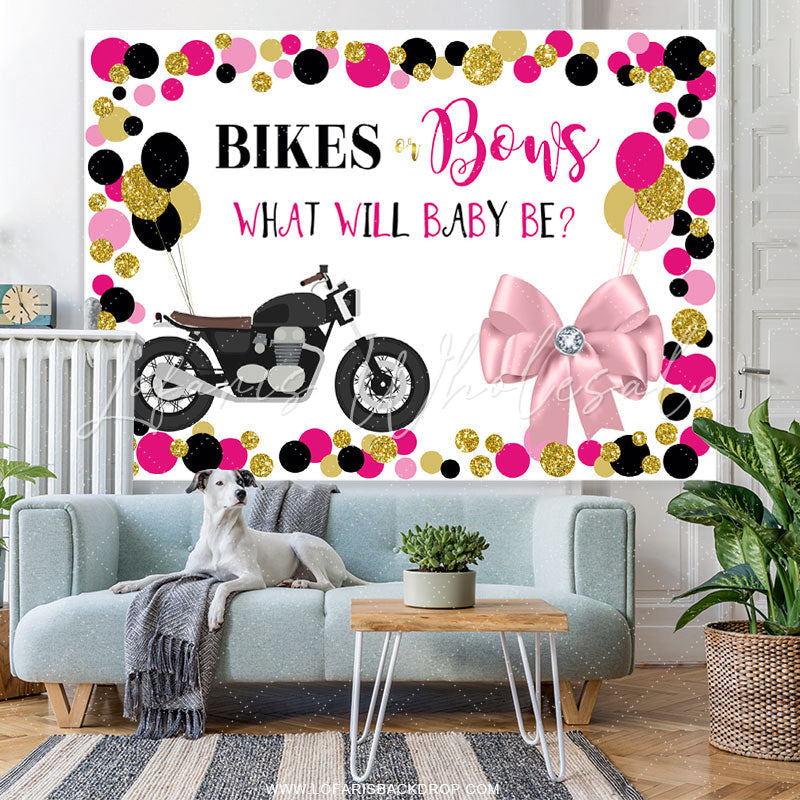 Lofaris Bikes Or Bows Glitter Backdrop For Baby Shower Party