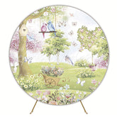 Birds and Butterflies Garden Round Backdrop for Nature Party