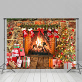 Lofaris Birght And Warm Christmas Tree Gift Stock Backdrop