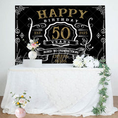 Black Age To Perfection Happy 50th Birthday Backdrop