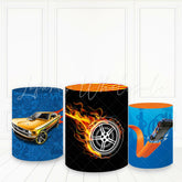 Lofaris Black And Blue Racing Car Plinth Cover Happy Birthday Pedestal