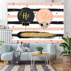 Lofaris Black and Blush Gender Reveal Baby Shower Backdrop
