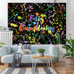 Lofaris Black And Color Graffiti Happy Birthday Backdrop