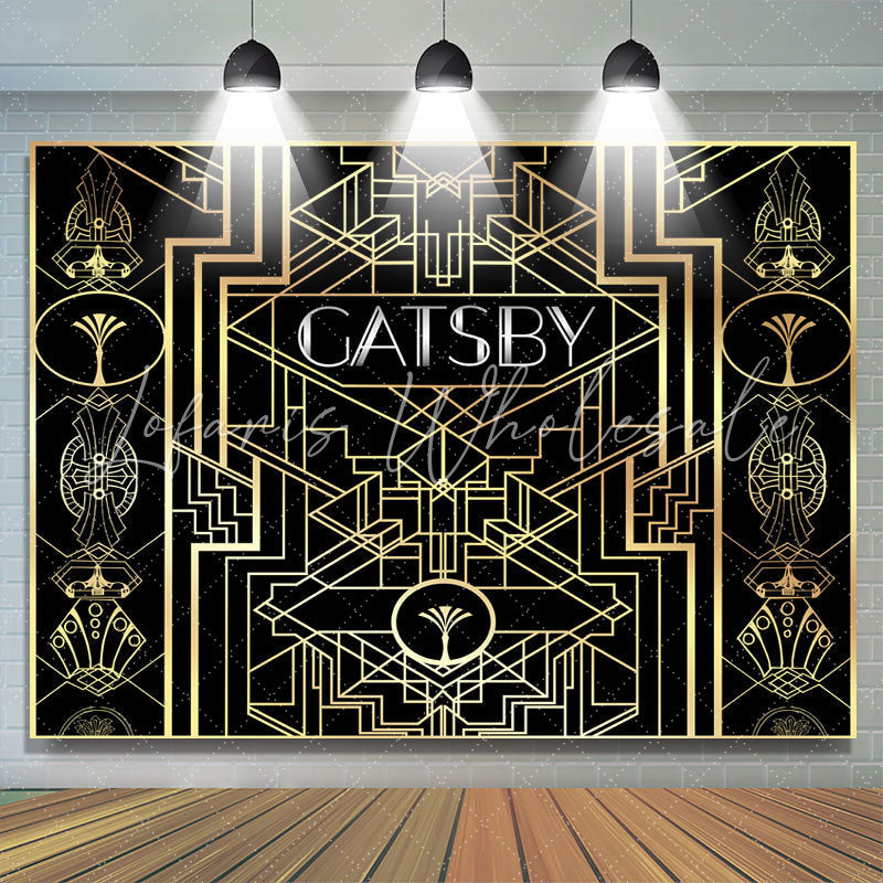 Lofaris Black And Gold Abstract Graphics Birthday Backdrop