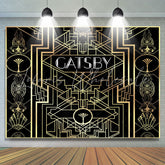 Lofaris Black And Gold Abstract Graphics Birthday Backdrop