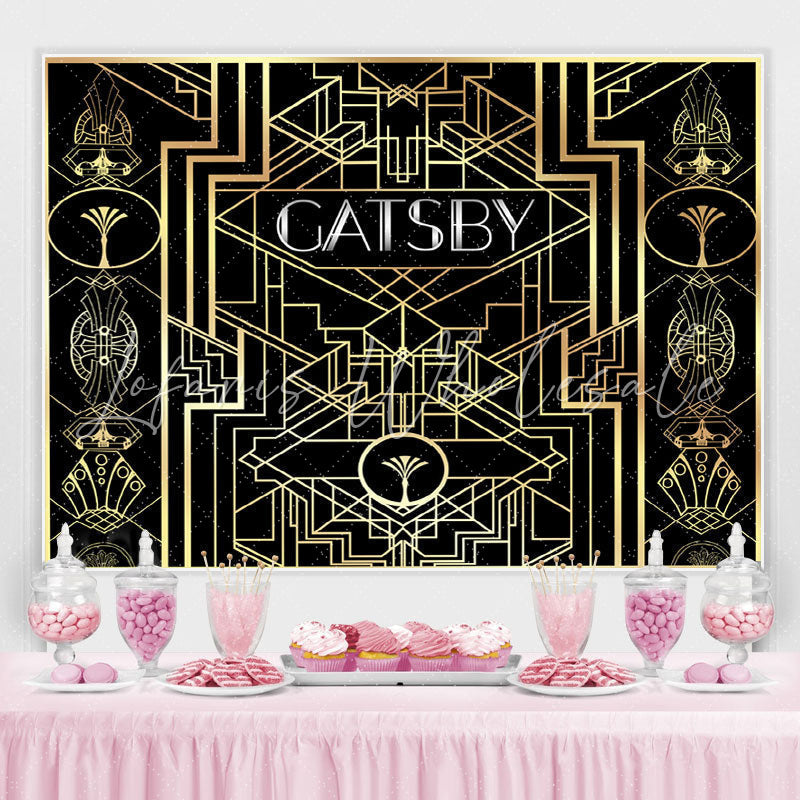 Lofaris Black And Gold Abstract Graphics Birthday Backdrop