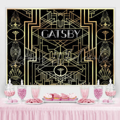 Lofaris Black And Gold Abstract Graphics Birthday Backdrop