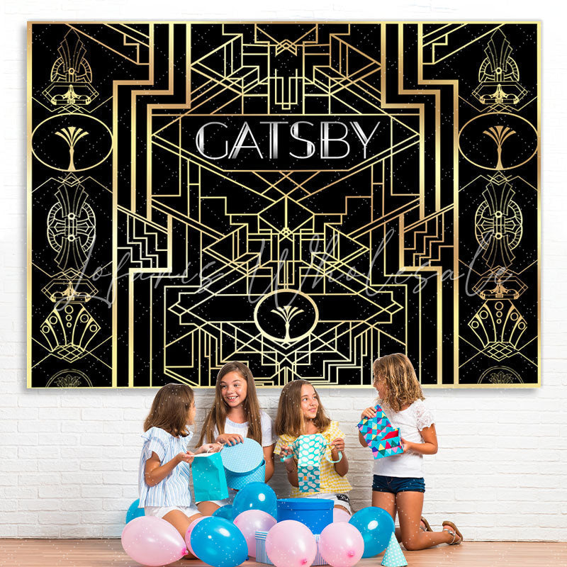 Lofaris Black And Gold Abstract Graphics Birthday Backdrop