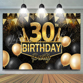 Lofaris Black and Gold Balloon 30Th Birthday Party Backdrop