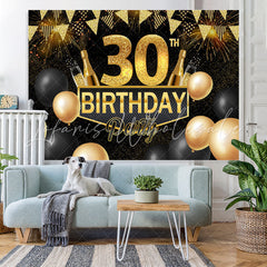 Lofaris Black and Gold Balloon 30Th Birthday Party Backdrop