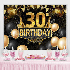 Lofaris Black and Gold Balloon 30Th Birthday Party Backdrop