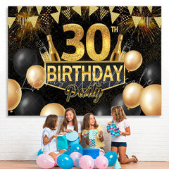 Lofaris Black and Gold Balloon 30Th Birthday Party Backdrop