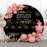 Lofaris Black And Gold Happy 50Th Birthday Round Backdrop