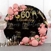 Lofaris Black And Gold Happy 60Th Birthday Circle Backdrop