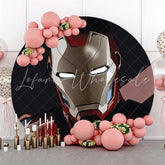 Lofaris Black And Gold Round Super Hero Boys Birthday Backdrop