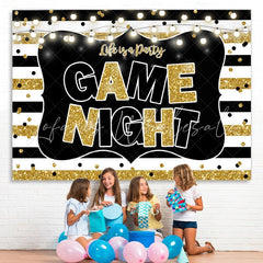 Lofaris Black and Gold Stripes Photo Game Night Party Backdrop