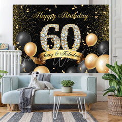 Lofaris Black and Golden Balloon Diamond 60Th Birthday Backdrop