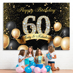 Lofaris Black and Golden Balloon Diamond 60Th Birthday Backdrop