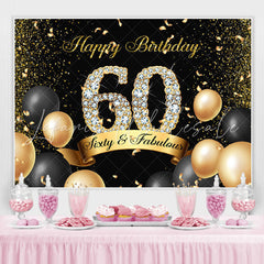 Lofaris Black and Golden Balloon Diamond 60Th Birthday Backdrop