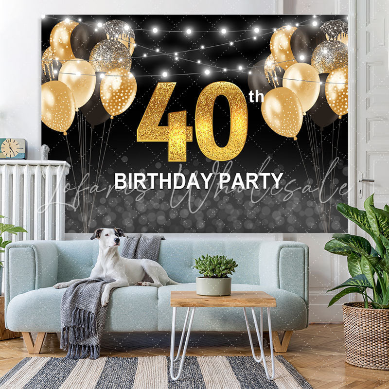 Lofaris Black and Golden Balloons 40th Birthday Party Backdrop