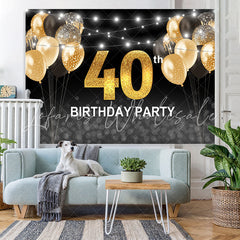 Lofaris Black and Golden Balloons 40th Birthday Party Backdrop