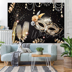 Lofaris Black And Golden Champagne Mask Gorgeous Backdrop