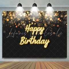 Lofaris Black And Golden Glitter Bokeh Birthday Backdrop