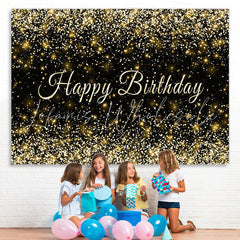 Lofaris Black and Golden Glitter Happy Birthday Party Backdrop