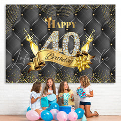 Lofaris Black And Golden Happy 40Th Birthday Dots Backdrop