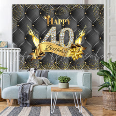 Lofaris Black And Golden Happy 40Th Birthday Dots Backdrop