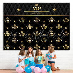Lofaris Black And Golden Welcome Vip Happy Birthday Backdrop