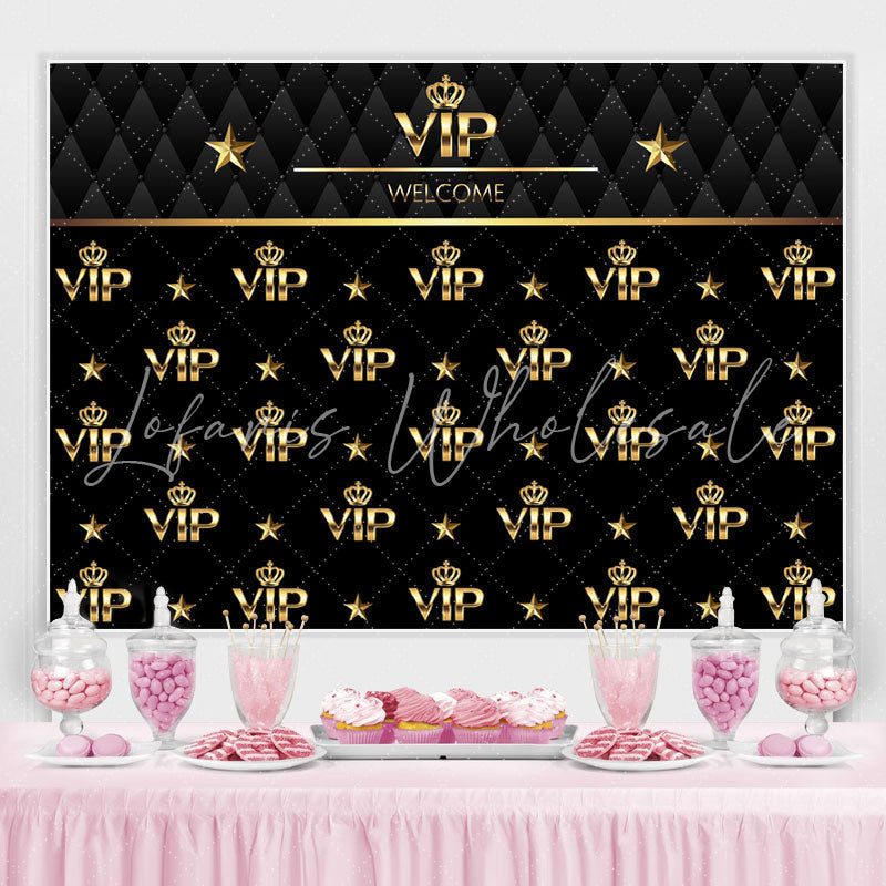 Lofaris Black And Golden Welcome Vip Happy Birthday Backdrop