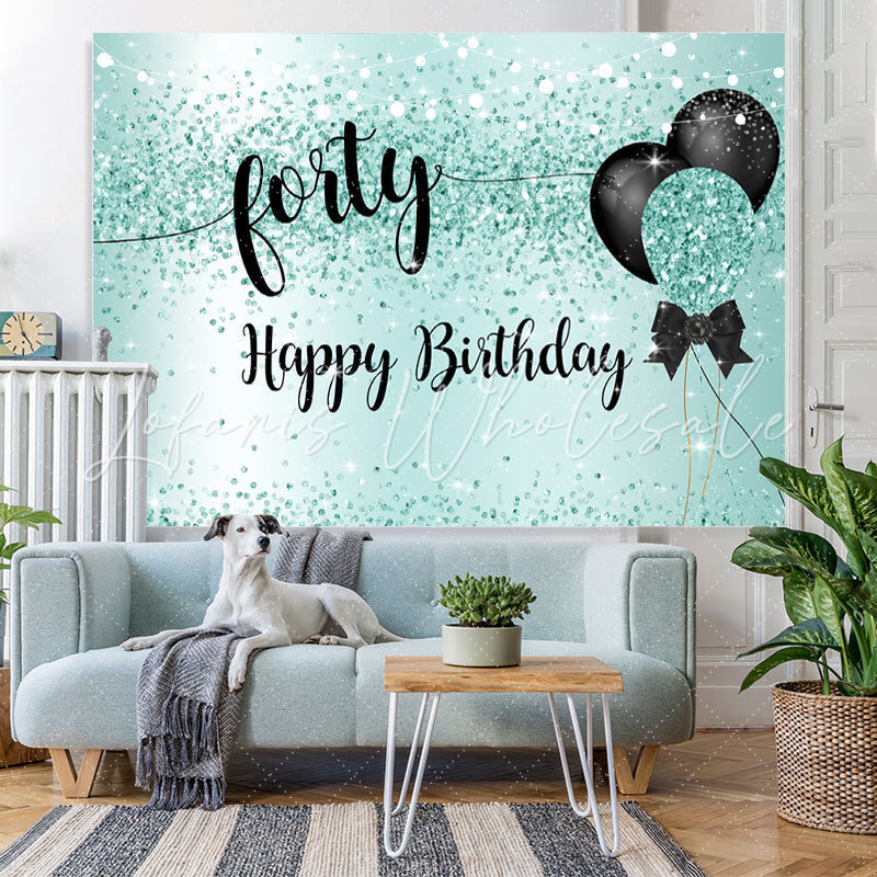 Lofaris Black and Green Bokeh Happy 40Th Birthday Backdrop