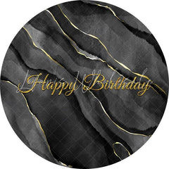 Lofaris Black And Grey Abstract Gold Round Birthday Backdrop