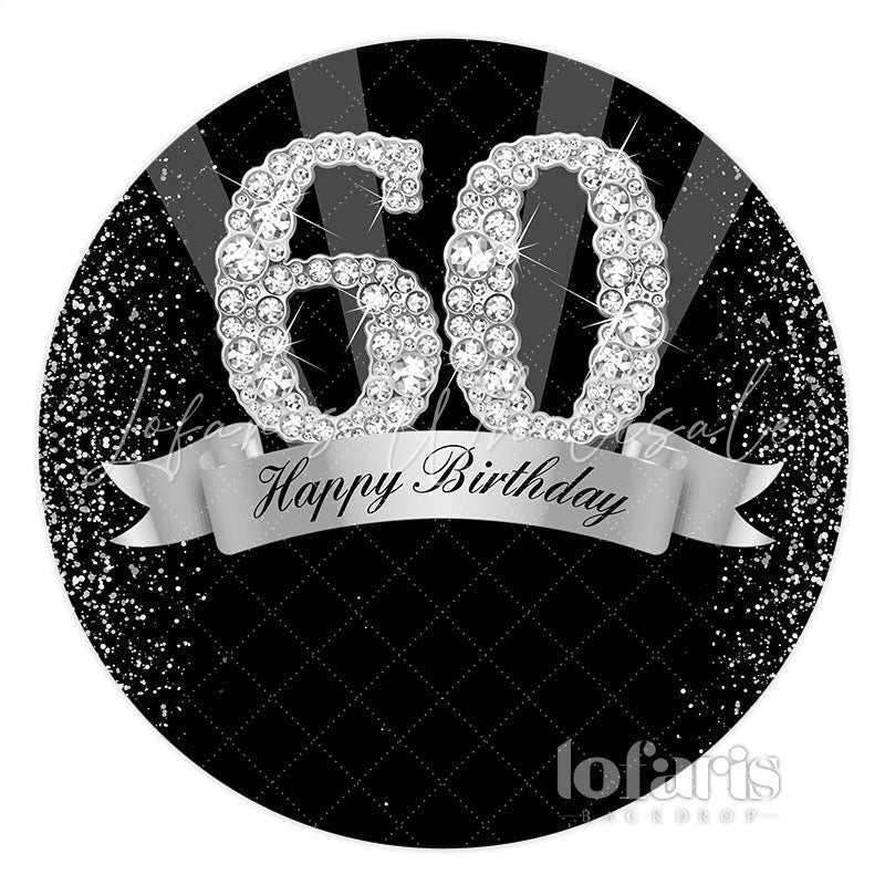 Lofaris Black And Grey Happy 60Th Birthday Circle Backdrop