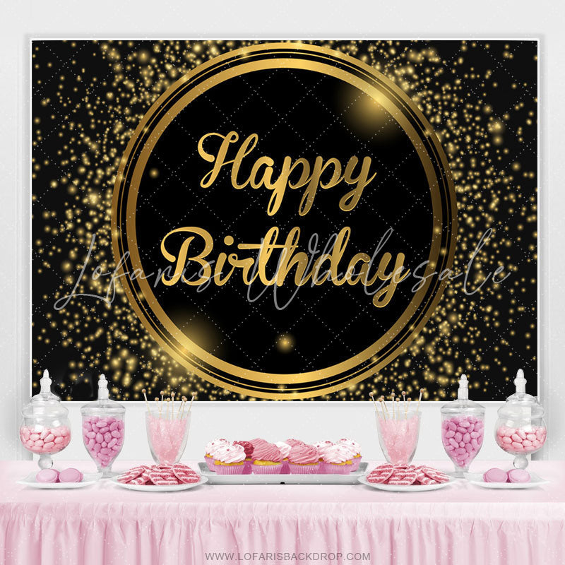 Lofaris Black And Light Brown Circle Happy Birthday Backdrop